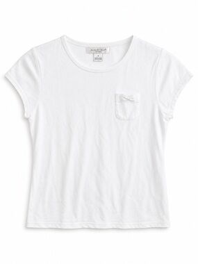 August Silk Options White Cotton T-Shirt with Bow Pocket Size M